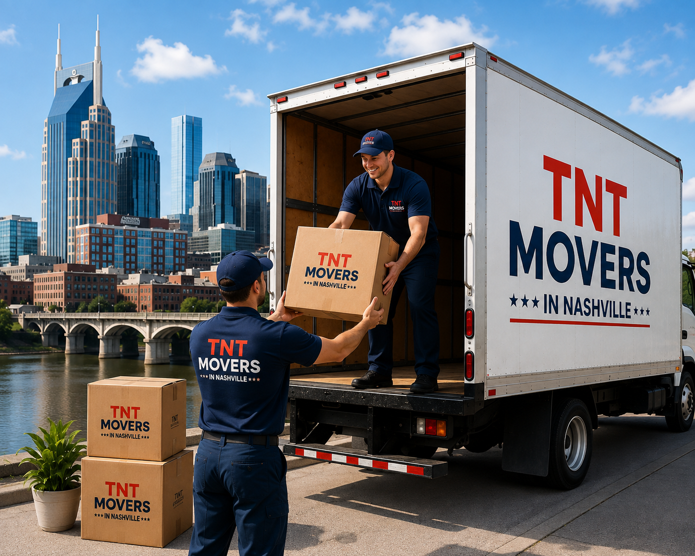Professional movers carrying furniture during a home move