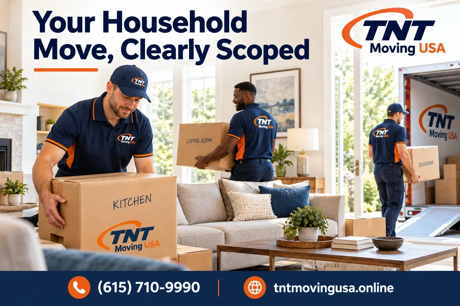 TNT Moving USA movers loading boxes for a Nashville move