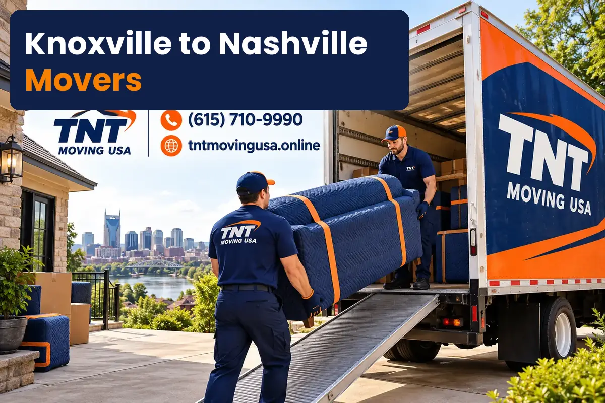 Knoxville to Nashville movers loading a TNT Moving USA truck