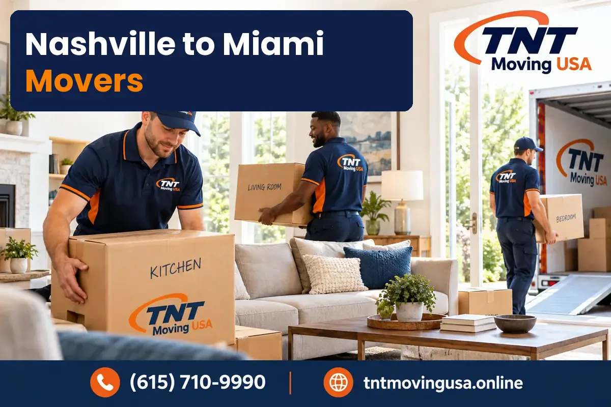 Nashville to Miami movers loading a truck in Nashville